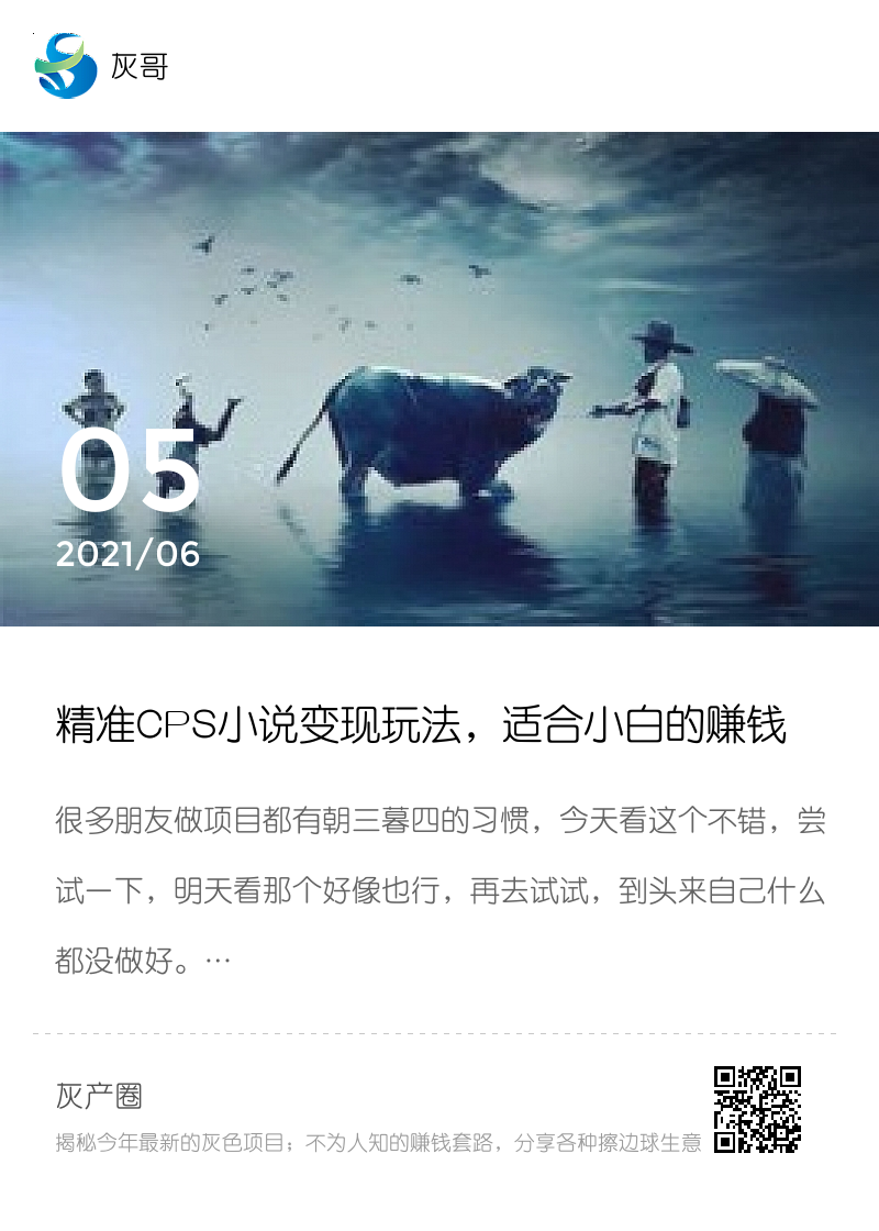 精准CPS小说变现玩法，适合小白的赚钱项目分享封面