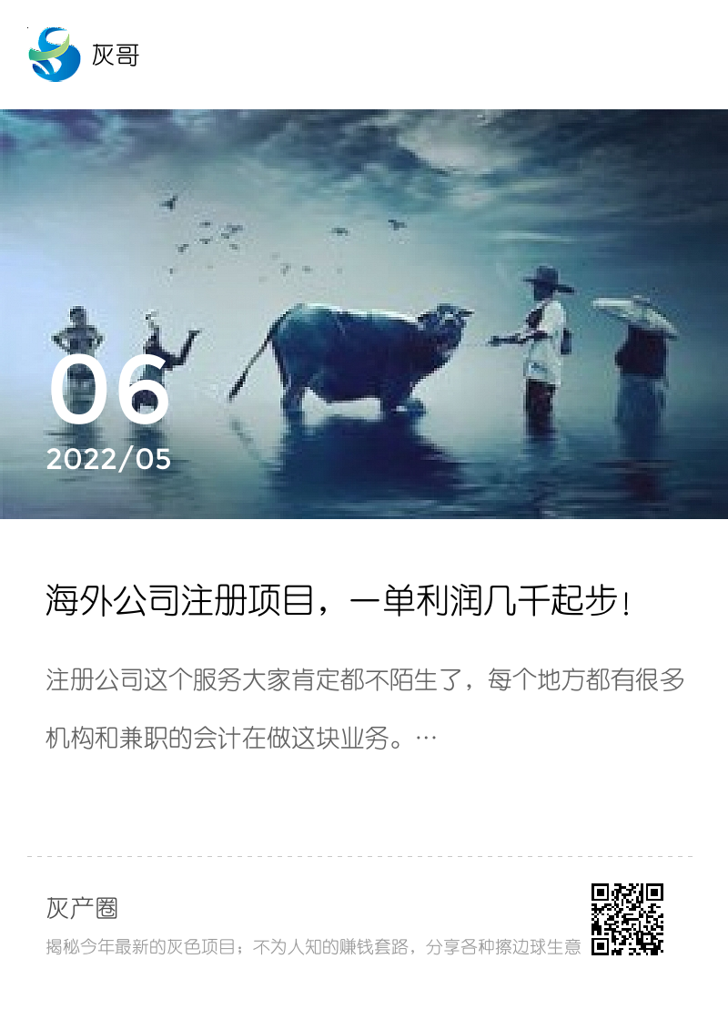 海外公司注册项目，一单利润几千起步！分享封面
