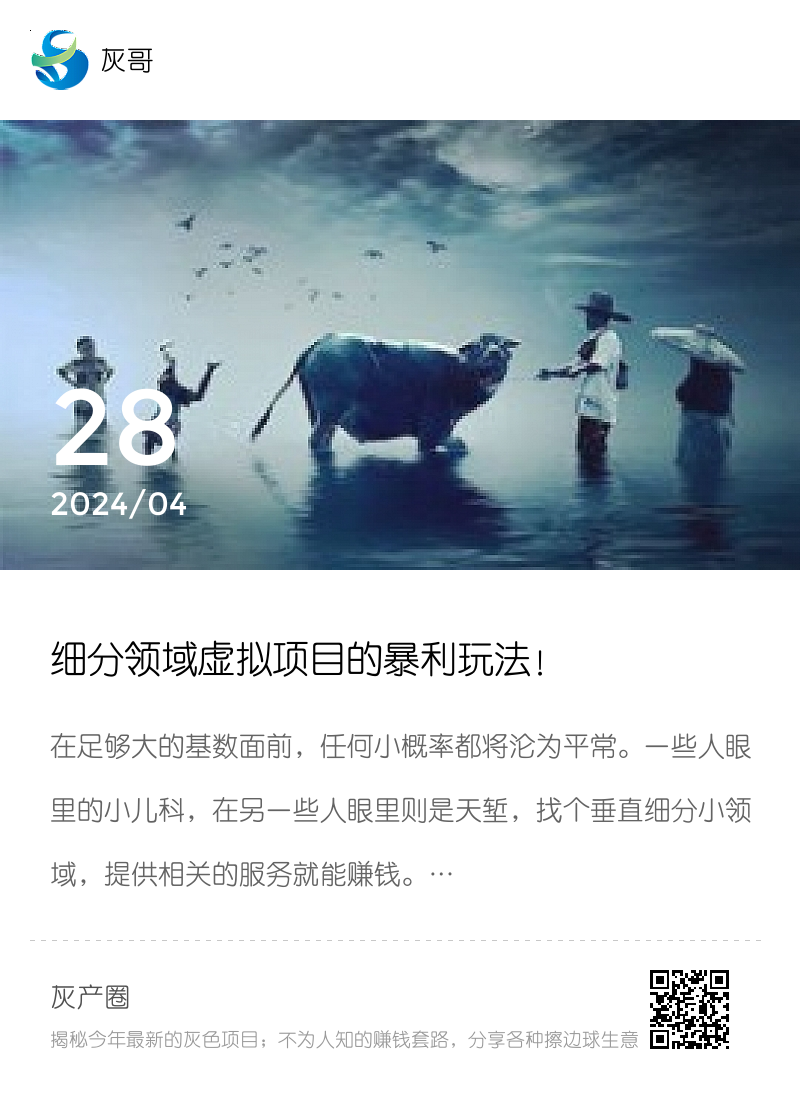 细分领域虚拟项目的暴利玩法！分享封面